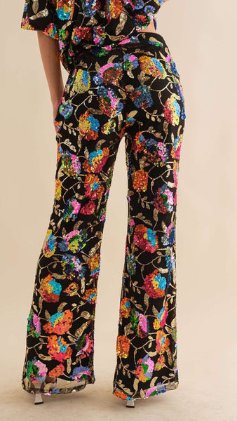 Multi Colour Full Embellished Bootleg Trousers