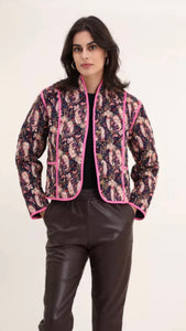 Pink & Navy Paisley Quilted Jacket