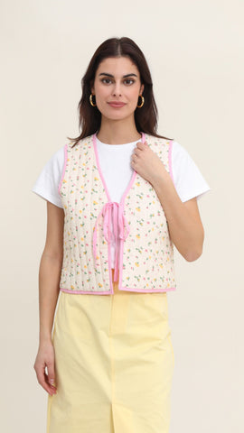 Baby Pink And Yellow Floral Waistcoat