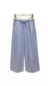 Blue Stripe Trouser with Contrast Waistband