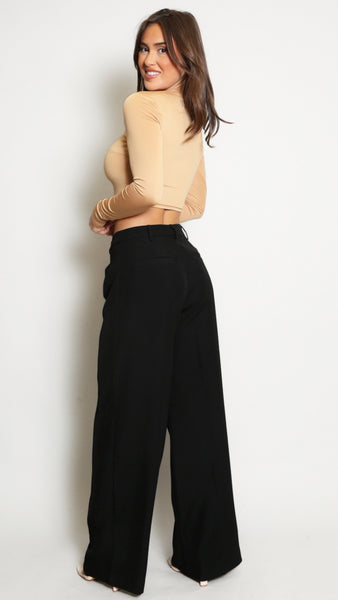 Tailored Wide Leg Black Trousers