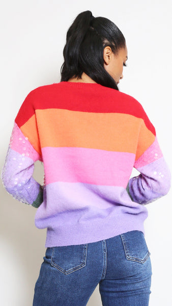 Rainbow Sequin Knit Jumper