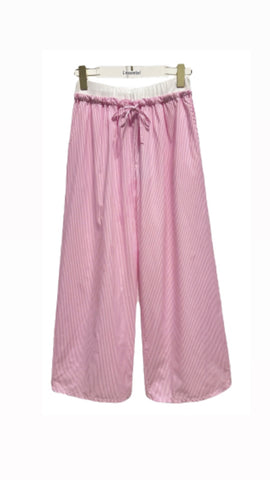 Pink Stripe Trouser with Contrast Waistband