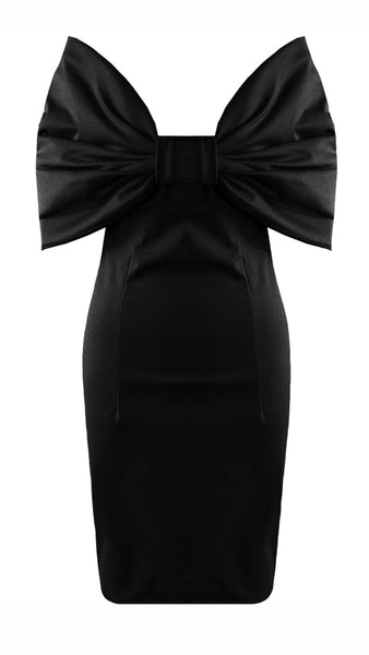 Black Bow Bandeau Mini Dress