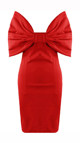 Red Bow Bandeau Mini Dress