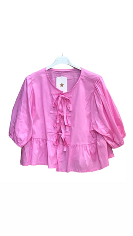 Puff Sleeve Bow Blouse In Pink (Pre-Order est 28th March)