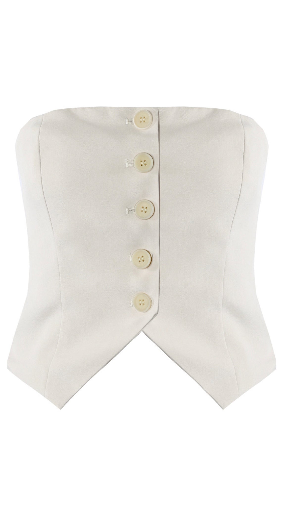Buttons Up Tailored Bandeau Tops - White