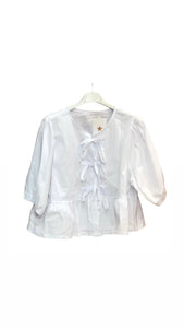 Puff Sleeve Bow Blouse In White