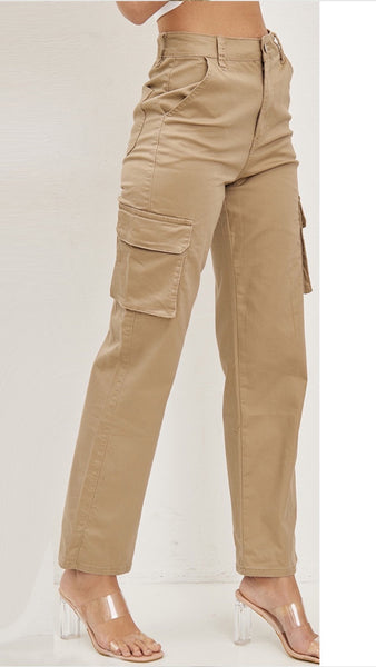 Taupe Straight Leg Cargo Jeans
