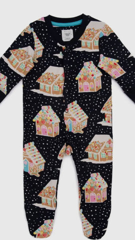 Chelsea Peers Gingerbread Houses Print Sleepsuit