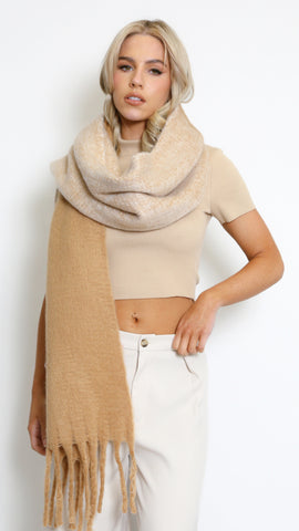 Knitted Dual Tone Scarf - Beige