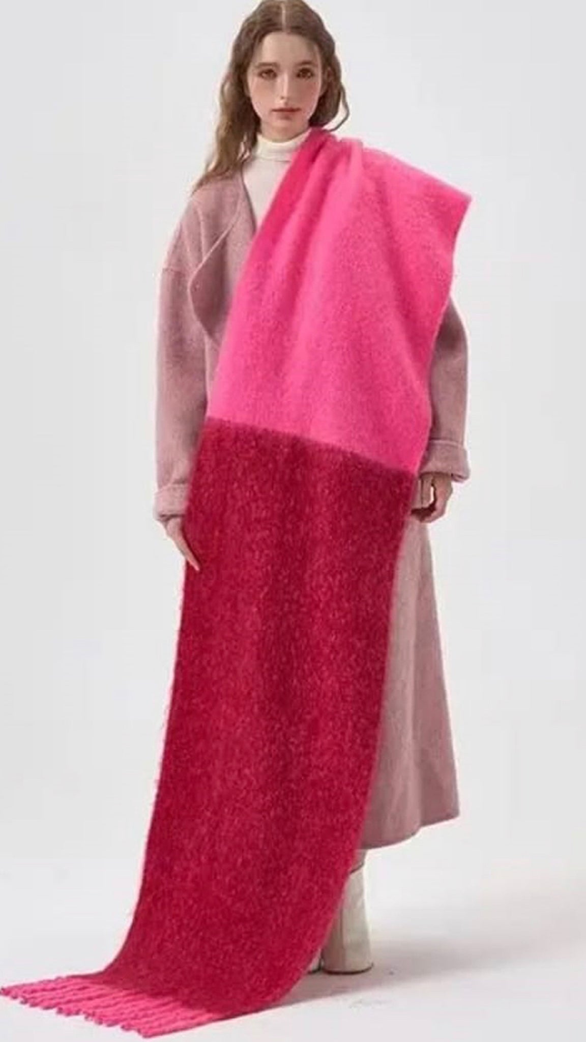Knitted Dual Tone Scarf - Pink