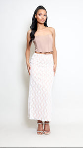 Lined Lace Maxi Skirt - White
