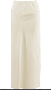 Satin A-Line Maxi Skirt - Cream