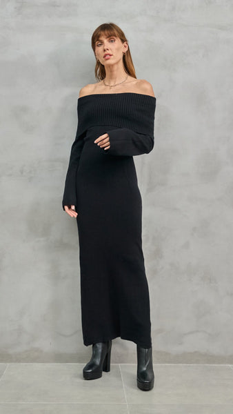 Bardot Knit Maxi Dress - Black