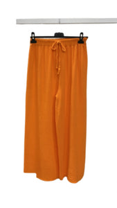 Bright Orange Cheesecloth Wide Leg Trousers