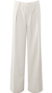 Tailored Button Up Wide Leg Trouser - White
