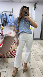White Crop Denim Jeans