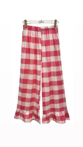 Pink White Gingham Kick Flare Trousers