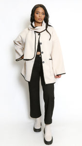 Contrast Edge Jacket And Scarf Set - Off White (Pre-Order expected 20th Nov)