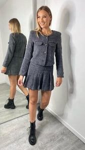 Grey Tweed Jacket and Skirt Set