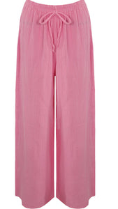 Bright Pink Cheesecloth Wide Leg Trousers
