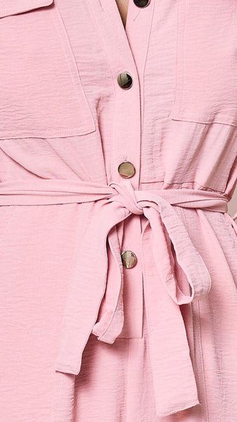 Baby Pink Belted Jumpsuit