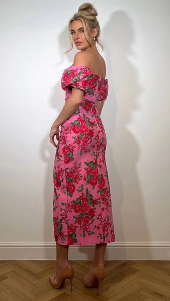 Lottie Pink Floral Midaxi Dress