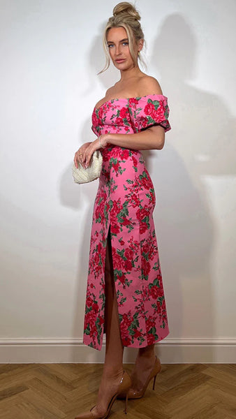 Lottie Pink Floral Midaxi Dress