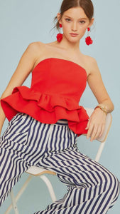 Bandeau Red Frill Top