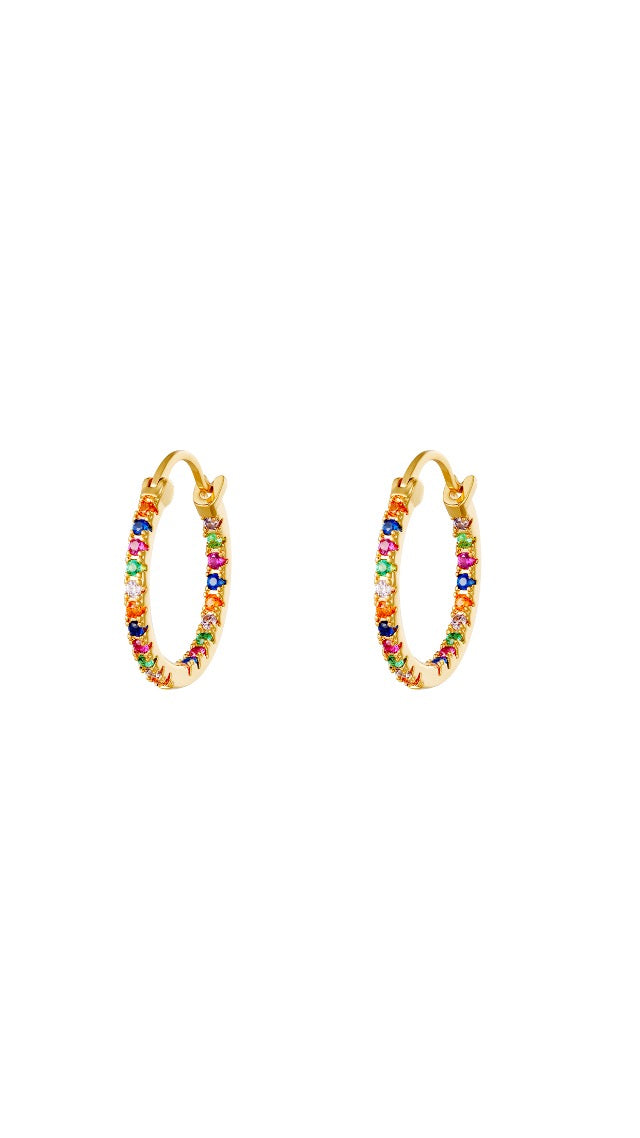 Gold Hooplala Rainbow Hoop Earrings