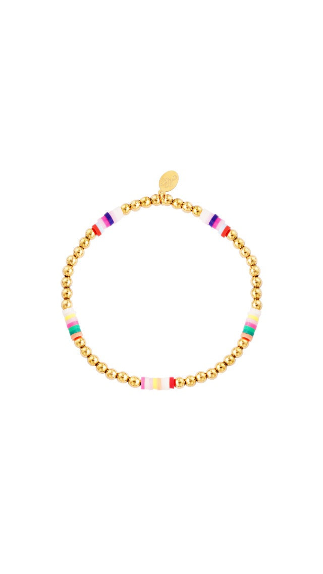 Gold Rainbow Beaded Bracelet
