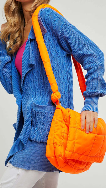 Nylon Soft Cross Body Shoulder Bag - Orange