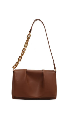 Chunky Chain Shoulder Bag - Brown