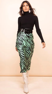 Dancing Leopard Renzo Skirt In Green Zebra