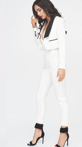 Lavish Alice White Tuxedo Jumpsuit