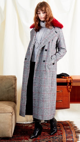 Heritage Check Oversized Maxi Coat With Detachable Collar
