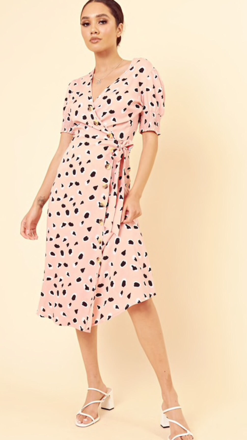 Influence Pink Leopard Midi Dress