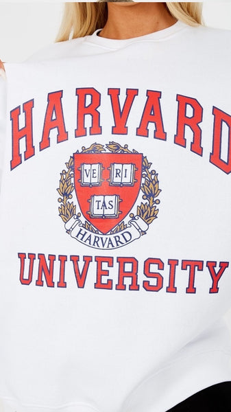 Harvard Oversized White Sweatshirt