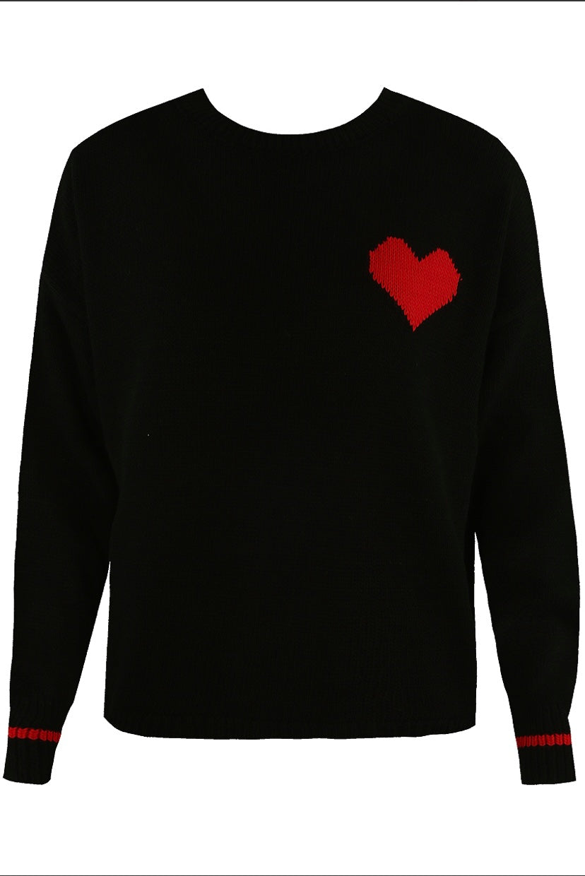 Black Jumper With Red Heart