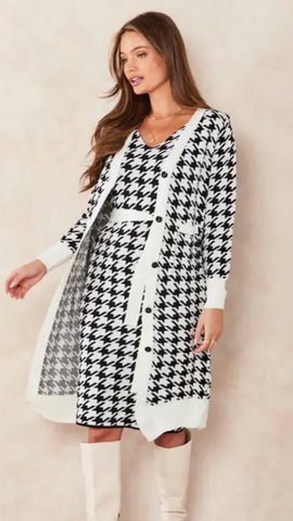 2 in 1 Knitted Midi Dress And Longline Cardigan Set