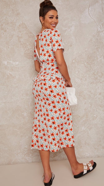 Stacey Floral Print Midi Day Dress