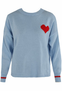 Sky Blue Jumper With Red Heart