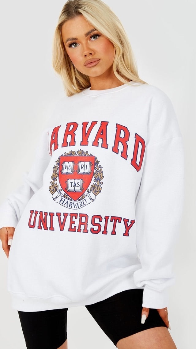 Harvard Oversized White Sweatshirt