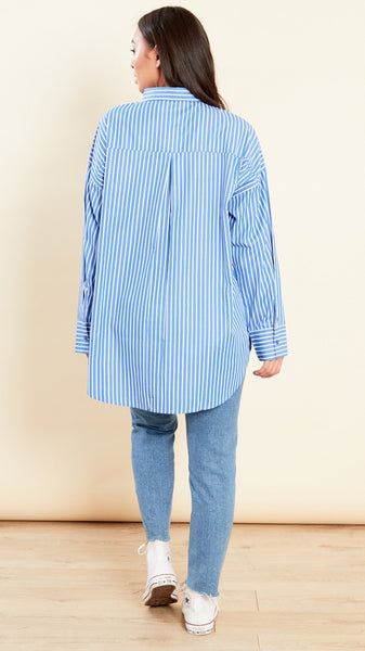 Blue Stripe Oversized Boyfriend Shirt