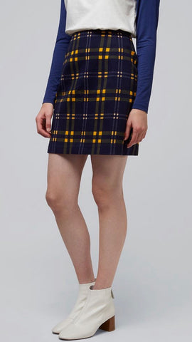 Louche Sibel Checkmate Navy Skirt