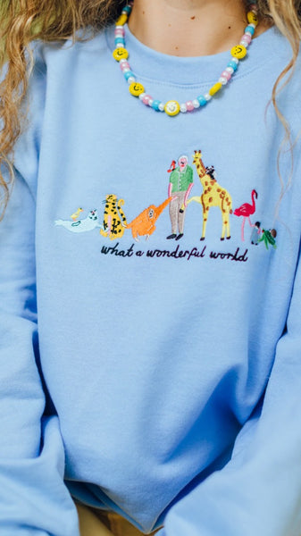 David Attenborough Wonderful World Baby Blue Sweatshirt