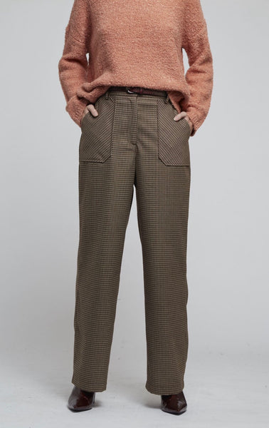 Louche Marcus Carpenter Brown Pocket Check Trouser