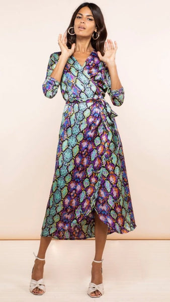 Dancing Leopard Yondel Snake Print Wrap Dress