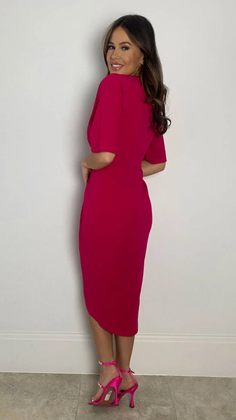 Chelsea Wrap Detailing Midi Dress - Pink